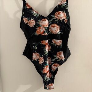Cupshe Black Floral One piece swimsuit